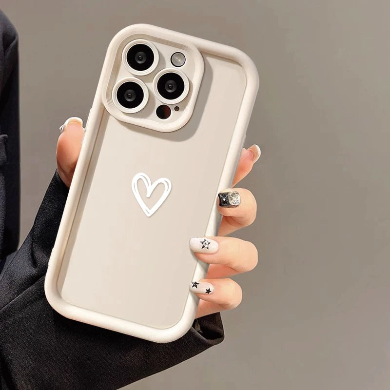 Soft Silicone Love Heart Phone Case for iPhone 7/8/SE/10/11/12/13/14/15 Pro Max, X/XS/XR/XS Max, Plus Models - Protective Bumper Cover