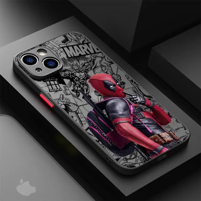 Marvel Deadpool Luxury Matte Hard Case for iPhone 16, 15, 14, 13, 12, 11, XR, XS Max, Pro, Pro Max, Mini