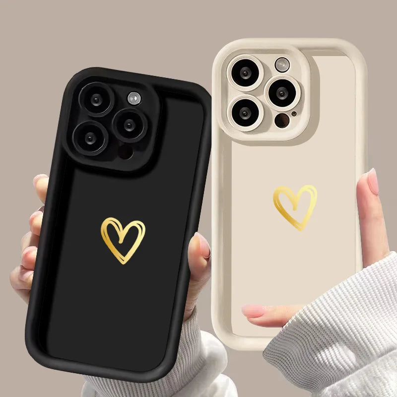 Soft Silicone Love Heart Phone Case for iPhone 7/8/SE/10/11/12/13/14/15 Pro Max, X/XS/XR/XS Max, Plus Models - Protective Bumper Cover