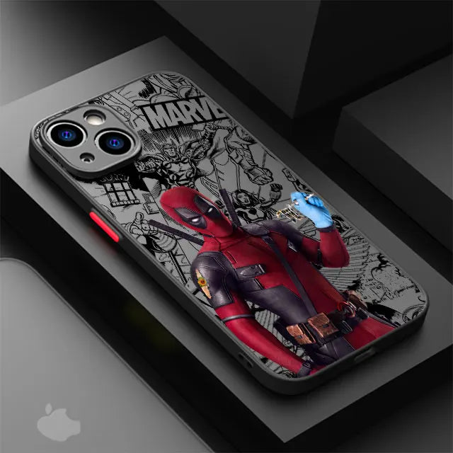 Marvel Deadpool Luxury Matte Hard Case for iPhone 16, 15, 14, 13, 12, 11, XR, XS Max, Pro, Pro Max, Mini