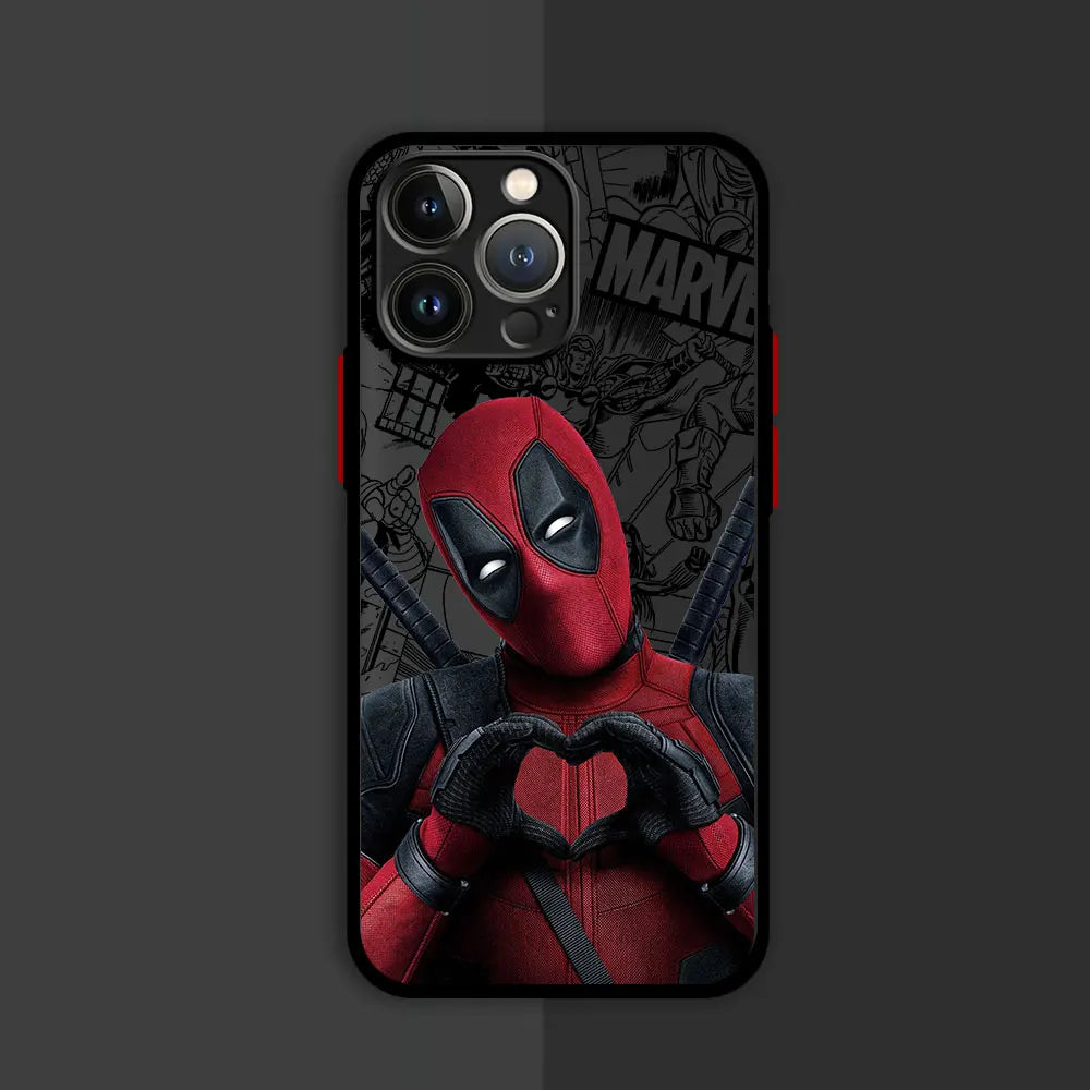 Marvel Deadpool Luxury Matte Hard Case for iPhone 16, 15, 14, 13, 12, 11, XR, XS Max, Pro, Pro Max, Mini