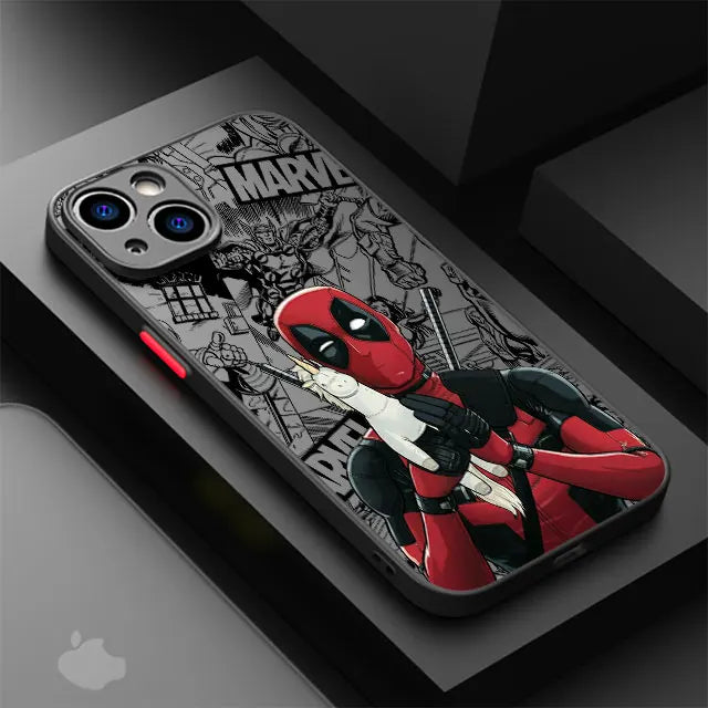 Marvel Deadpool Luxury Matte Hard Case for iPhone 16, 15, 14, 13, 12, 11, XR, XS Max, Pro, Pro Max, Mini