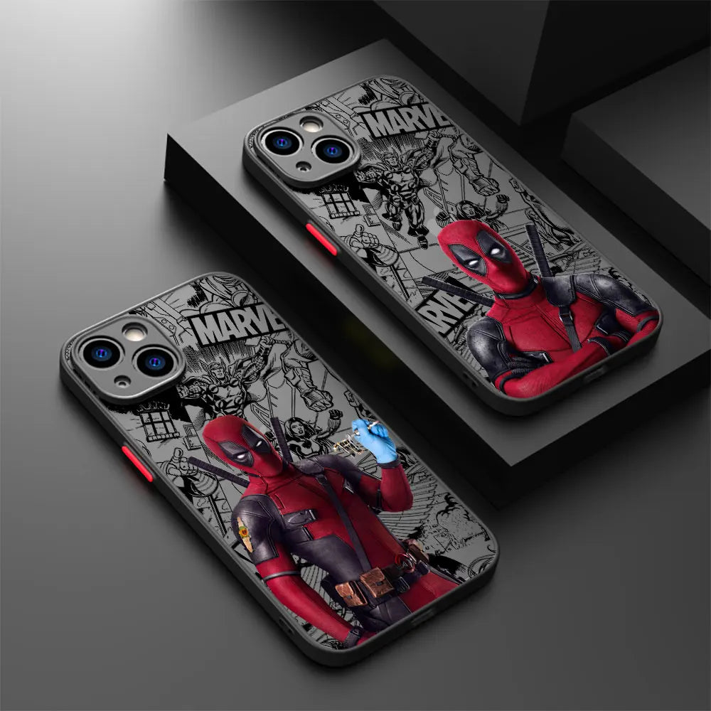 Marvel Deadpool Luxury Matte Hard Case for iPhone 16, 15, 14, 13, 12, 11, XR, XS Max, Pro, Pro Max, Mini