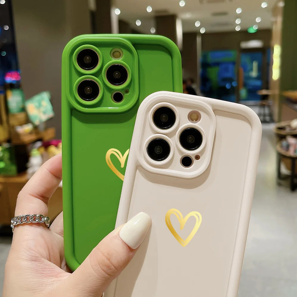 Soft Silicone Love Heart Phone Case for iPhone 7/8/SE/10/11/12/13/14/15 Pro Max, X/XS/XR/XS Max, Plus Models - Protective Bumper Cover