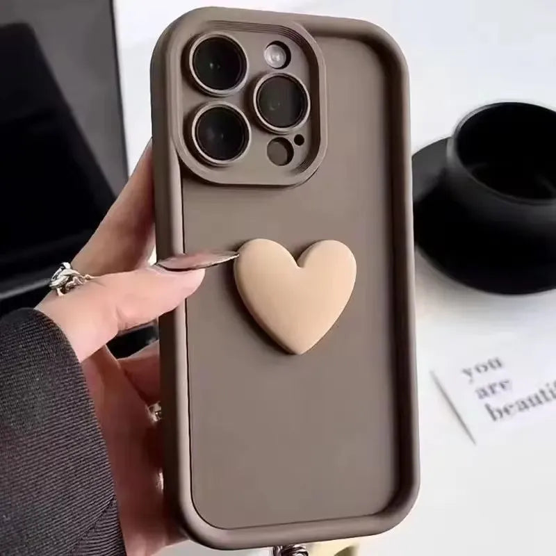 3D Love Heart Silicone Phone Case for iPhone 15 Pro Max/14/13/12/11/XS/XR/X/8/7 Plus, SE – Fashion TPU Shockproof Cover