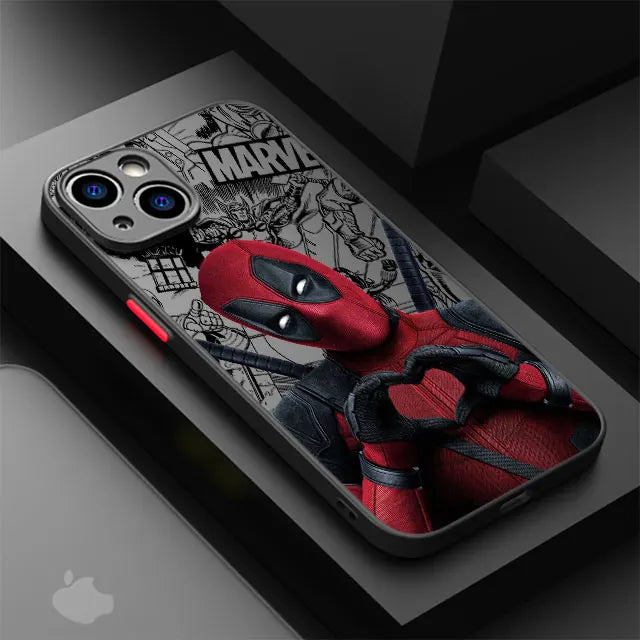 Marvel Deadpool Luxury Matte Hard Case for iPhone 16, 15, 14, 13, 12, 11, XR, XS Max, Pro, Pro Max, Mini