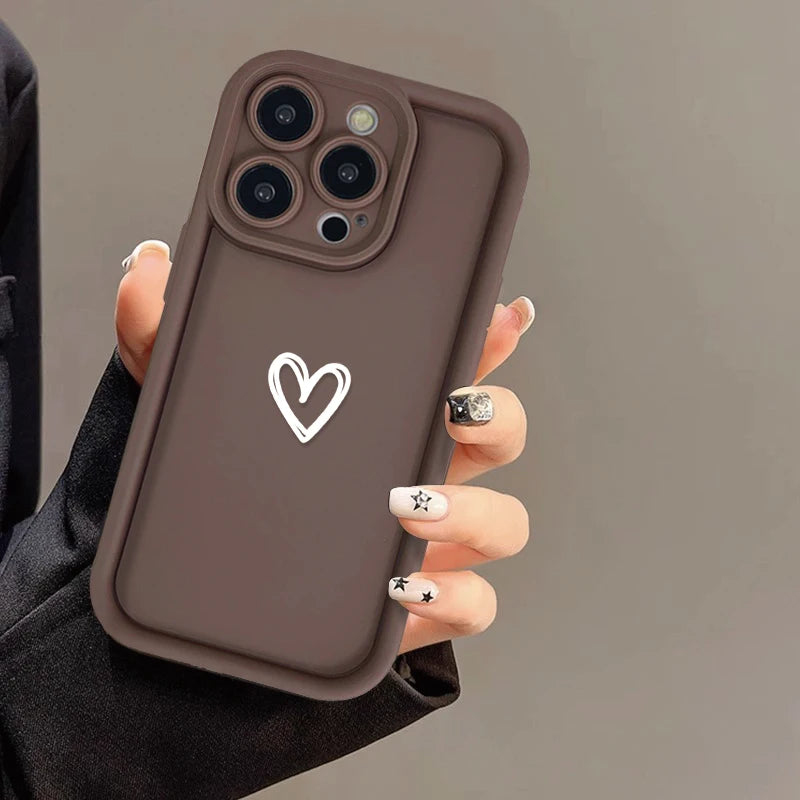 Soft Silicone Love Heart Phone Case for iPhone 7/8/SE/10/11/12/13/14/15 Pro Max, X/XS/XR/XS Max, Plus Models - Protective Bumper Cover