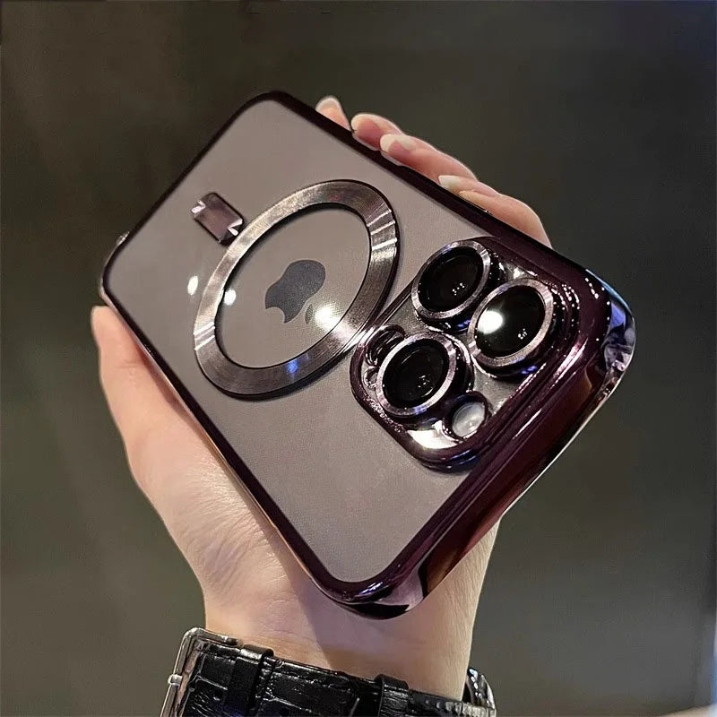 Magnetic Silicone Case for iPhone 11-16 Pro Max | Shockproof, Magsafe Compatible, Clear Luxury Cover