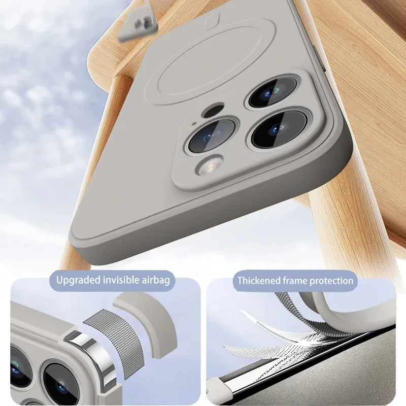 Magnetic Liquid Silicone Case for iPhone 15/14/13/12/11 Pro Max/Mini/XR/XS - Shockproof Soft Cover with MagSafe Wireless Charging