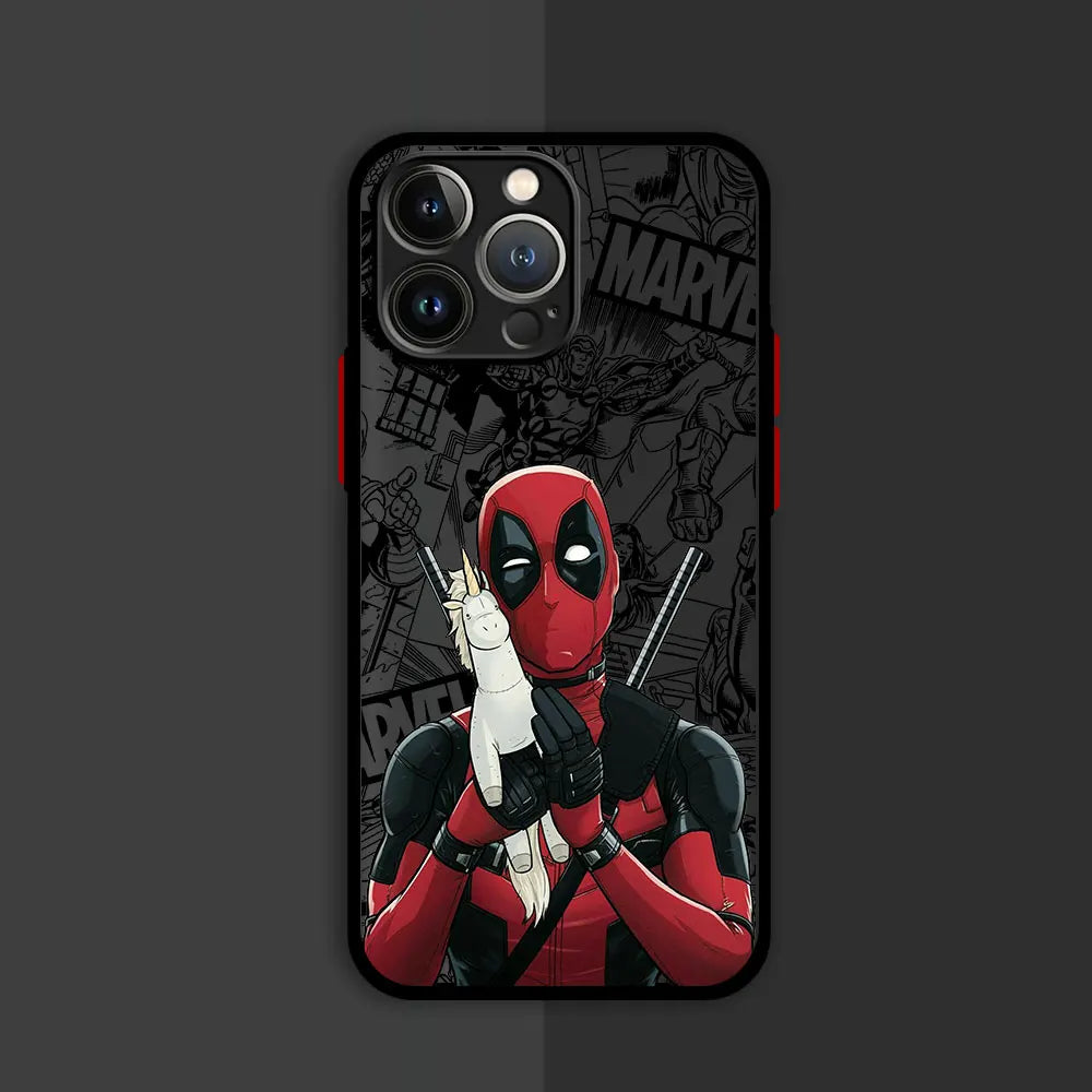 Marvel Deadpool Luxury Matte Hard Case for iPhone 16, 15, 14, 13, 12, 11, XR, XS Max, Pro, Pro Max, Mini