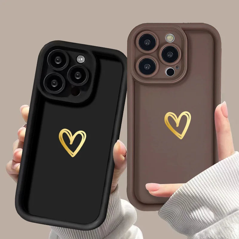 Soft Silicone Love Heart Phone Case for iPhone 7/8/SE/10/11/12/13/14/15 Pro Max, X/XS/XR/XS Max, Plus Models - Protective Bumper Cover