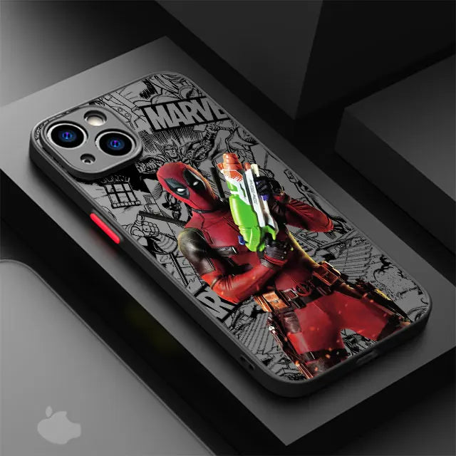 Marvel Deadpool Luxury Matte Hard Case for iPhone 16, 15, 14, 13, 12, 11, XR, XS Max, Pro, Pro Max, Mini