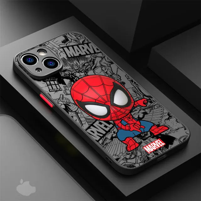 Marvel Groot & Spiderman Shockproof Case for iPhone SE, 12 Mini, 13 Pro Max, 14 Plus, XS, X, 7, 6S, 8, 11, XR, 15 - Armor Cover