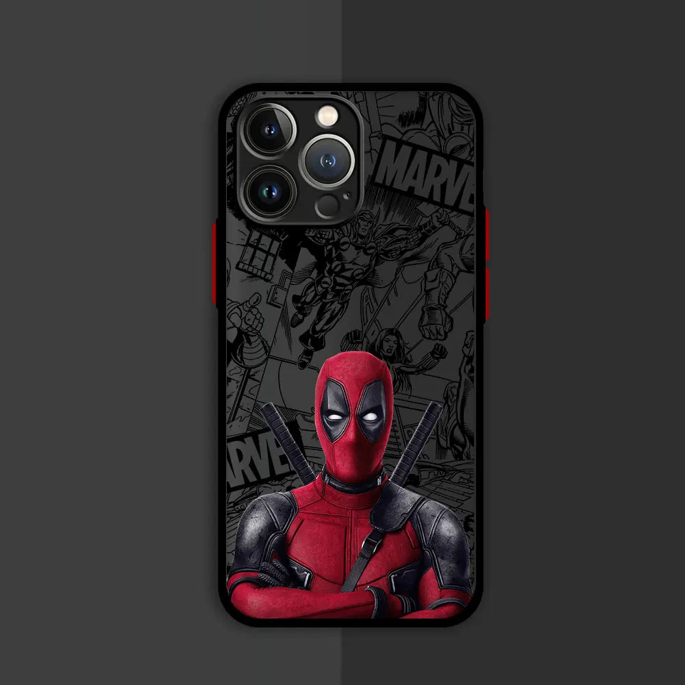 Marvel Deadpool Luxury Matte Hard Case for iPhone 16, 15, 14, 13, 12, 11, XR, XS Max, Pro, Pro Max, Mini