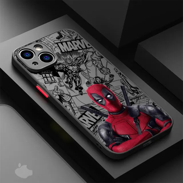 Marvel Deadpool Luxury Matte Hard Case for iPhone 16, 15, 14, 13, 12, 11, XR, XS Max, Pro, Pro Max, Mini